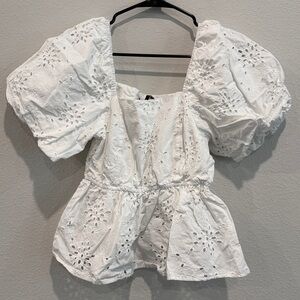 Saks Fifth Avenue White Eyelet Blouse